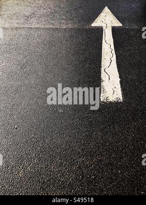 Ahead arrow road markings Stock Photo