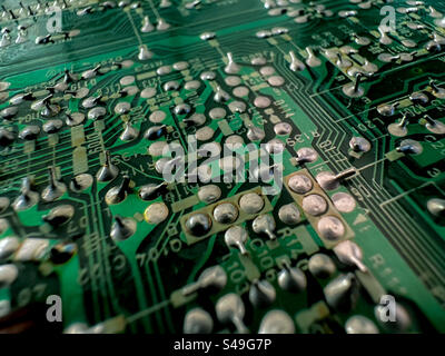 Close up of computer mother board circuitry Stock Photo