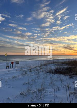 Golden sunset at Henderson Beach State Park in Destin, Florida Stock Photo