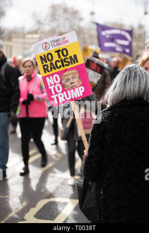 London, UK, 16 March 2019.  Thousands take to the streets marking the #WorldAgainstRacism global day of action. It is a march united against racism, fascism, Islamophobia & antisemitism.   Credit: Ilyas Ayub/ Alamy Live News Stock Photo