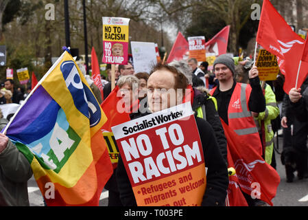 Piccadilly, London, UK. 16th March 2019. UN Anti Racism Day demonstration protest march through central London. Credit: Matthew Chattle/Alamy Live News Stock Photo