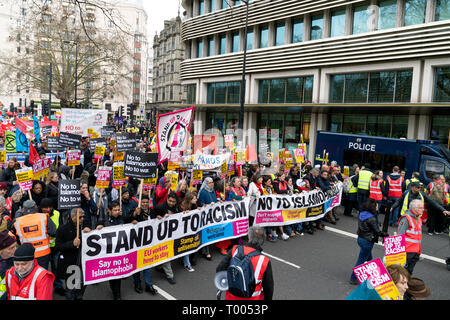 London, UK. 16th March, 2019. People come together to protest against far-right groups in UK and Europe. Credit: AndKa/Alamy Live News Stock Photo