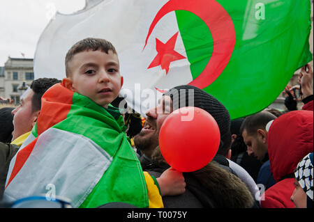 London, UK. 16th March 2019. Democracy in Algeria Protest, London, Trafalgar Square Credit: Karl Nesh/Alamy Live News Stock Photo
