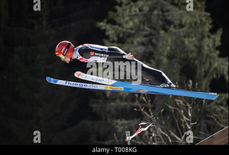 Schoafter, Germany. 16th March 2019. Fabian RIESSLE (GER, SZ Breitnau), promotion, individual competition Individual Gundersen, ski jumping, Schwarzwaldpokal, 16.03.2019. FIS World Cup Nordic Combined 15-17.03.2019 in Schoafter/Germany. Ã,Â | usage worldwide Credit: dpa picture alliance/Alamy Live News Stock Photo