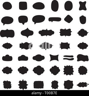Big set of black vector frames and speech bubbles for text and images. Different forms, design elements, boxes, frames. Stock Vector