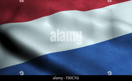 Netherlands Waving Flag in 3D Stock Photo