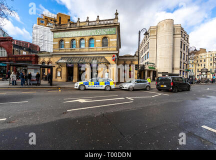 Gloucester Road tube with old fashioned Metropolitan Railway sign above. Stock Photo