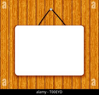 Blank white banner on wood background vector Stock Vector