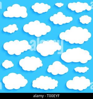 White clouds set on blue sky background vector Stock Vector