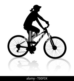 cyclist woman silhouette vector Stock Vector