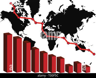 World Markets Are Going Down Stock Vector