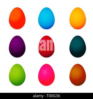 Colorful realistic easter eggs isolated on white background vector Stock Vector