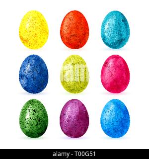 Colorful watercolor Easter eggs on white background vector Stock Vector
