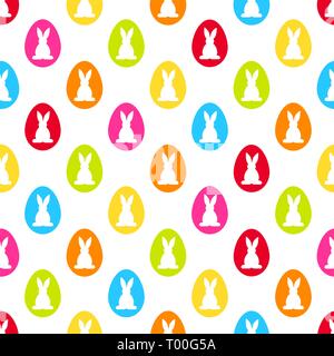 Easter seamless pattern background with colorful eggs and rabbits vector Stock Vector