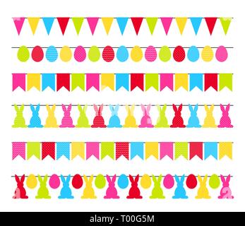 Colorful Easter garland flags isolated on white background vector Stock Vector