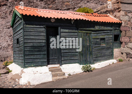 Colourful old wooden shed at Puerto de Aldea, Gran Canaria, Canary Islands Stock Photo