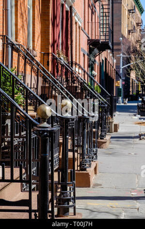 Brownstone apartments in Greenwich Village,  neighborhood, New York City. March 18, 2018 Stock Photo