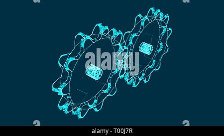 Gear-wheel vector illustration for research, science and technology creative, computer generated Stock Vector
