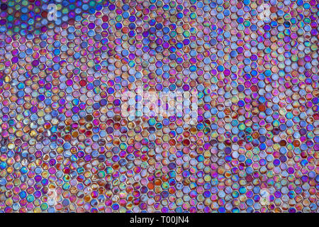 Abstract colorful ceramic background of multicolored round tiles of mosaic Stock Photo