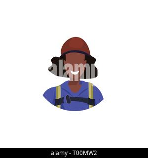 african american woman face avatar industrial climber in uniform professional occupation concept female cartoon character portrait flat white Stock Vector