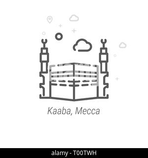Kaaba, Mecca, Saudi Arabia Line Illustration. Historical Landmarks ...