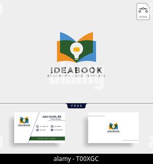 Light bulb learning line logo template vector illustration icon element isolated with business card - vector Stock Vector