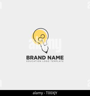 Light bulb learning line logo template vector illustration icon element isolated with business card - vector Stock Vector