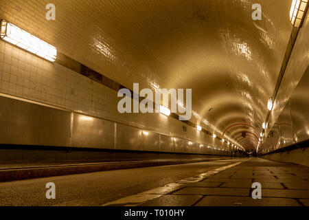 Historic tunnel under the Elbe river in Hamburg, Germany. Stock Photo