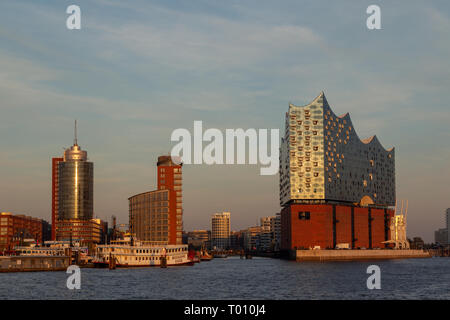 Elbphilharmonie in the harbour of Hamburg, Germany in evening light. Stock Photo