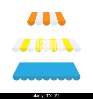 Set of multi-colored awnings, flat simple design Stock Vector