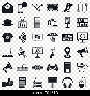 Media icons set, simple style Stock Vector