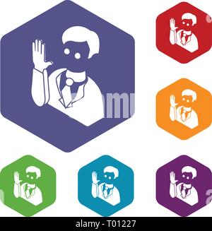 Election candidate oath icons vector hexahedron Stock Vector