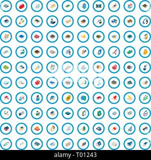 100 hangar icons set, isometric 3d style Stock Vector