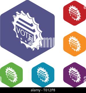 Vote emblem icons vector hexahedron Stock Vector