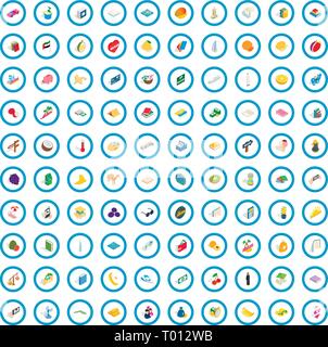 100 happiness icons set, isometric 3d style Stock Vector
