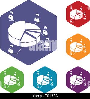 Election diagram icons vector hexahedron Stock Vector