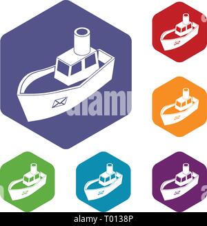 Sea ship delivery icons vector hexahedron Stock Vector