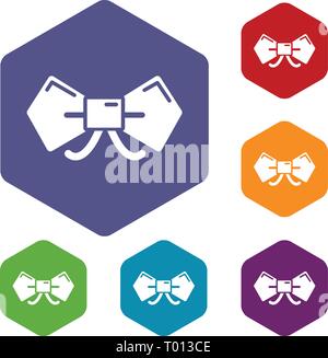 Bow tie hipster icons vector hexahedron Stock Vector