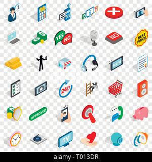 All day consultation icons set, isometric style Stock Vector