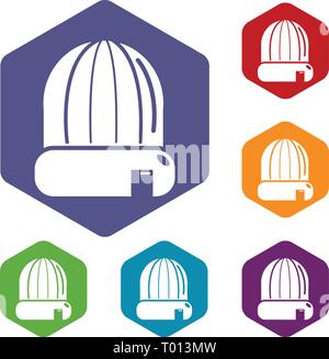 Winter hat cap icons vector hexahedron Stock Vector