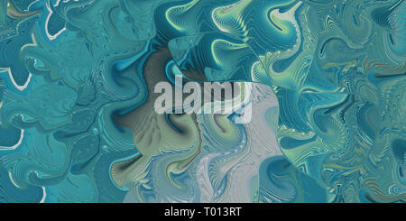 Blue Sea Swirls Background. Abstract Ocean Marbling Curves Texture. Nautical Spiral Shell Infinity Backdrop. Stock Photo