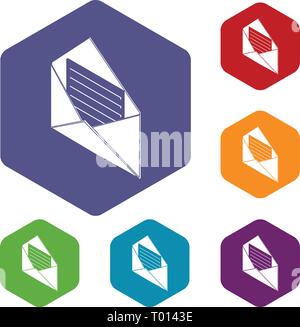 Open envelope icons vector hexahedron Stock Vector