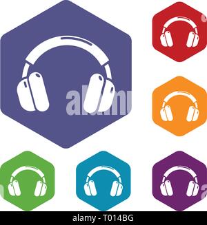 Headphones icons vector hexahedron Stock Vector