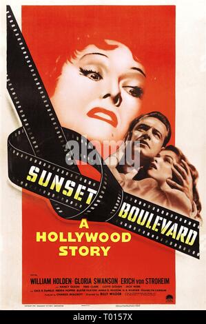 GLORIA SWANSON, WILLIAM HOLDEN, NANCY OLSON POSTER, SUNSET BOULEVARD, 1950 Stock Photo