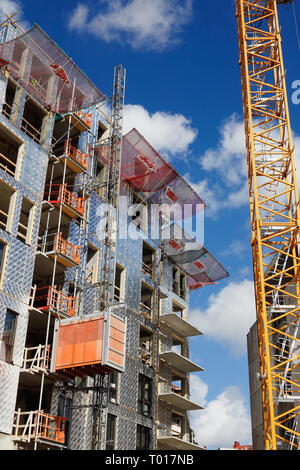 Sundbyberg, Sweden - August 23, 2016: Construction site with development of a residential building. Stock Photo