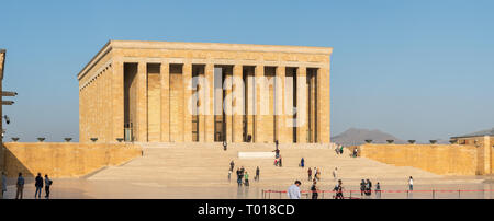 Ankara, Turkey - October 15, 2018: Turkish people visiting Ataturk Mausoleum, Anitkabir, monumental tomb of Mustafa Kemal Ataturk, first president of  Stock Photo