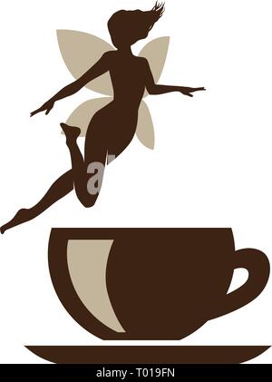 coffee fairy, logo icon Stock Vector
