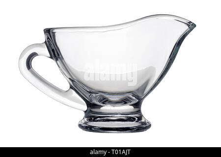 Isolated objects: single glass gravy boat, on white background Stock Photo