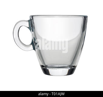 Isolated objects: single hot tea or coffee glass cup, on white background Stock Photo