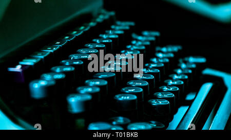 Letters on the keys of an old typewriter Stock Photo